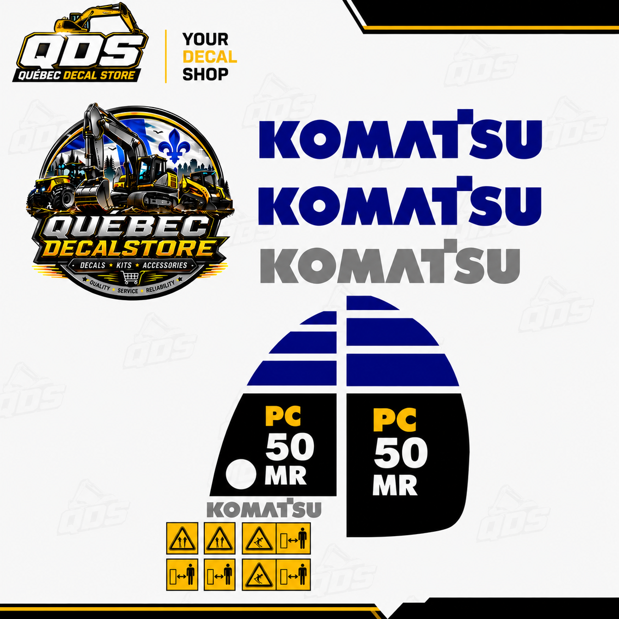 KIT COMPLET POUR MINI PELLE KOMATSU PC35MR Decal Kit / Kit Complet de Décalcomanies