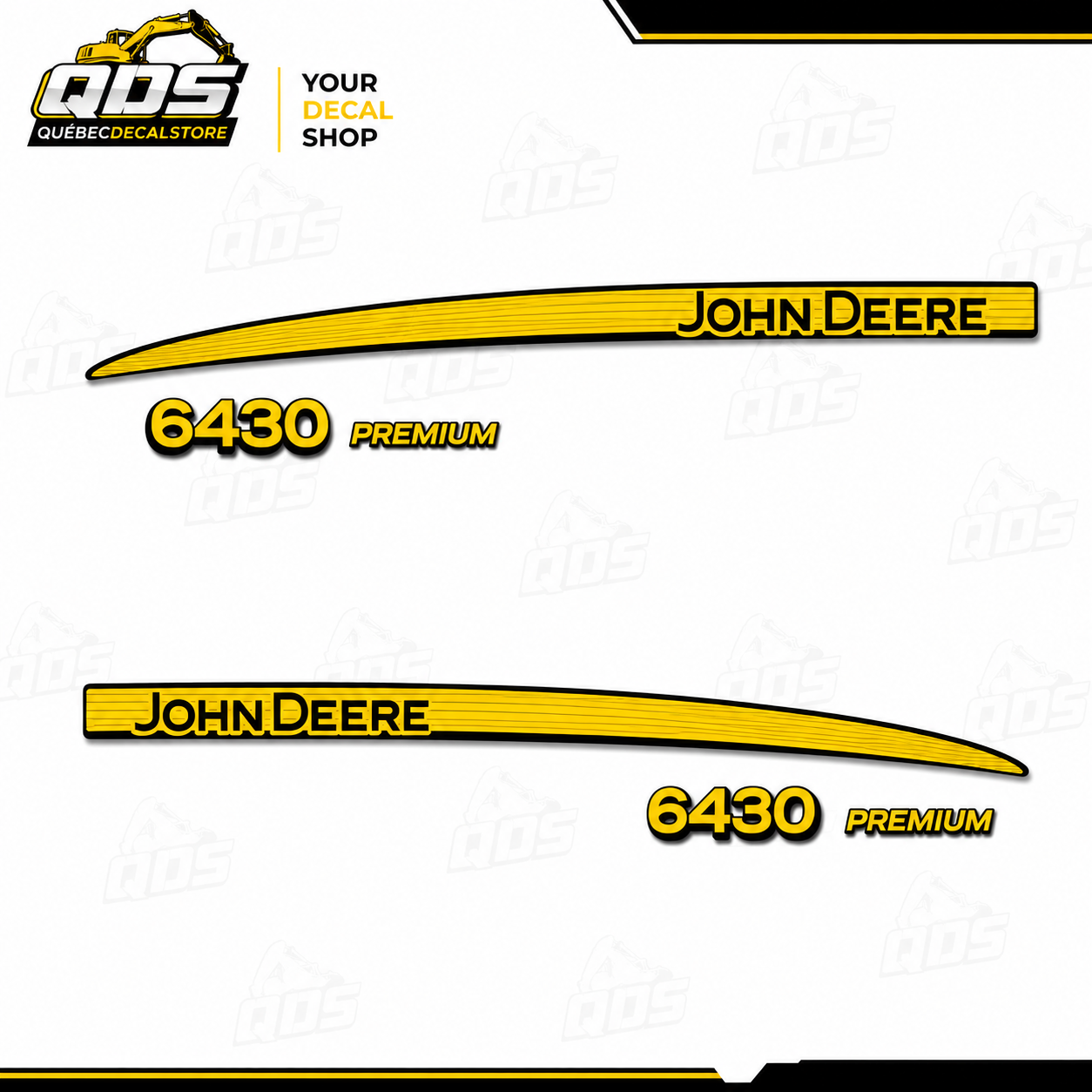 Kit Complet de décalcomanies pour Tracteur John Deere 6430 Premium en Vinyle imperméable laminé / Guarantie 7ans