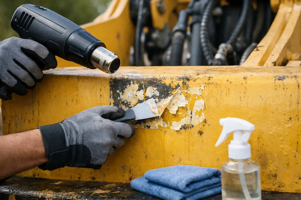 Come rimuovere in sicurezza gli adesivi dai vecchi macchinari