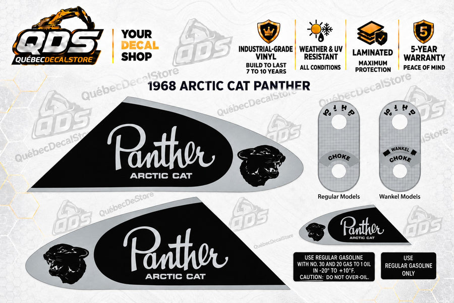 1968 – Arctic Cat Panther – replacement snowmobile decal kit – Design A – QuébecDecalStore