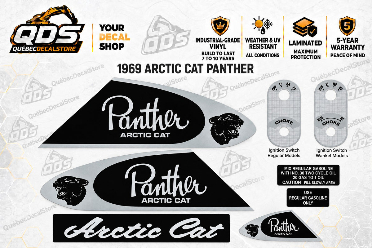 1969 – Arctic Cat Panther – replacement snowmobile decal kit – Design A – QuébecDecalStore