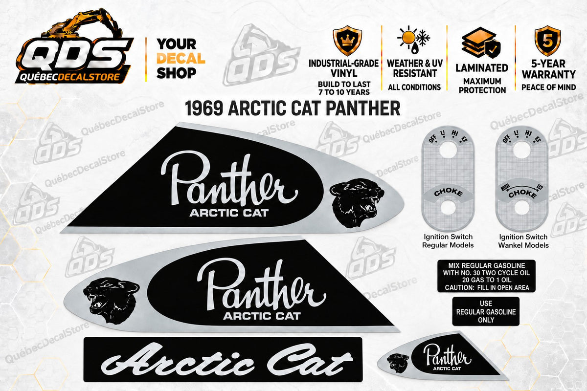 1969 Arctic Cat Panther Snowmobile Decal Kit – Design B