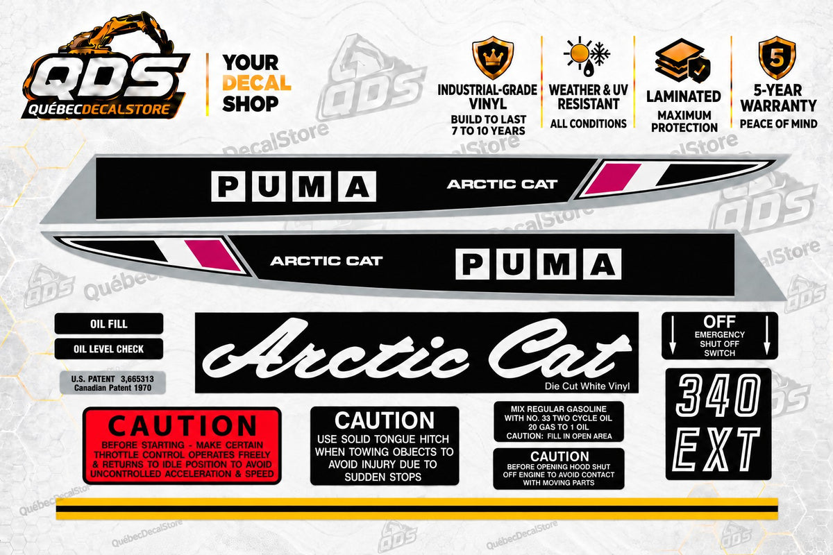 1970 Arctic Cat Puma 340 EXT Snowmobile Decal Kit