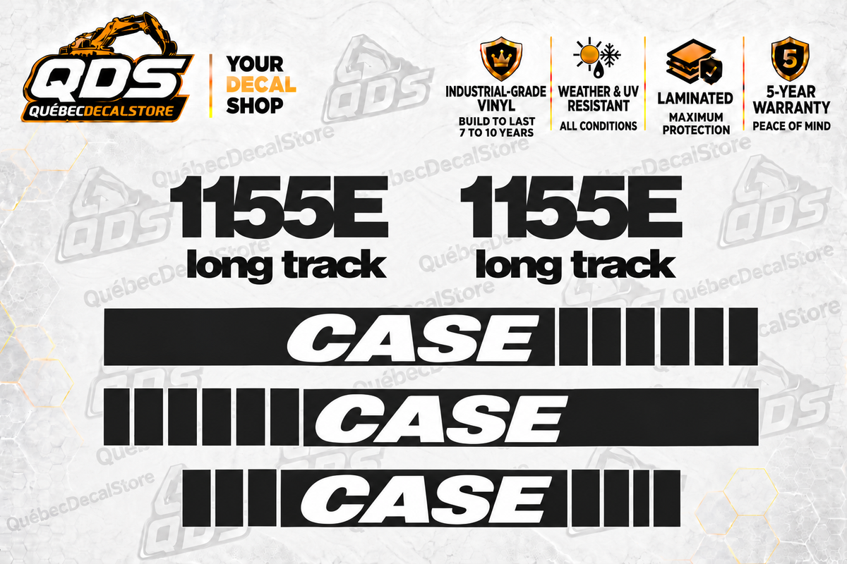 Case 1155E Dozer Decal Kit – pictured decorative markings by QuébecDecalStore