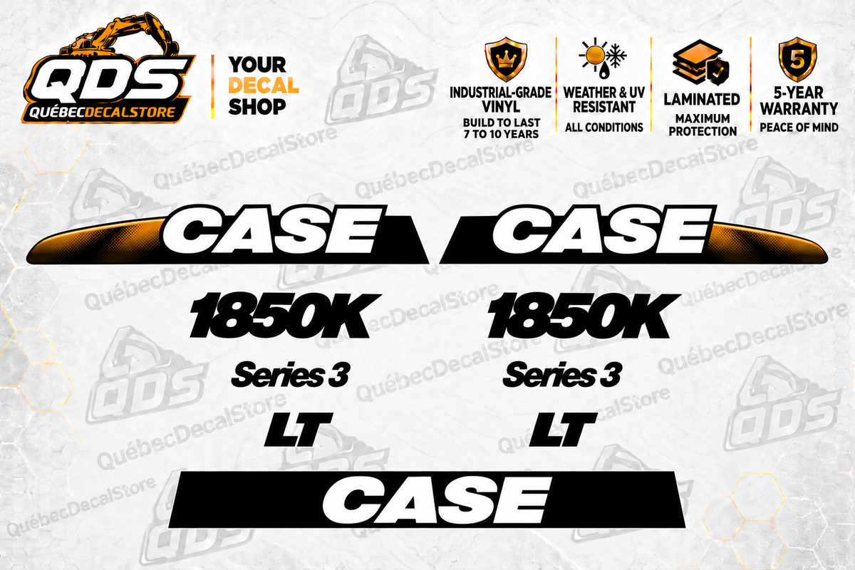 Case 1850K Series 3 Dozer Decal Kit - LT – pictured decorative markings by QuébecDecalStore
