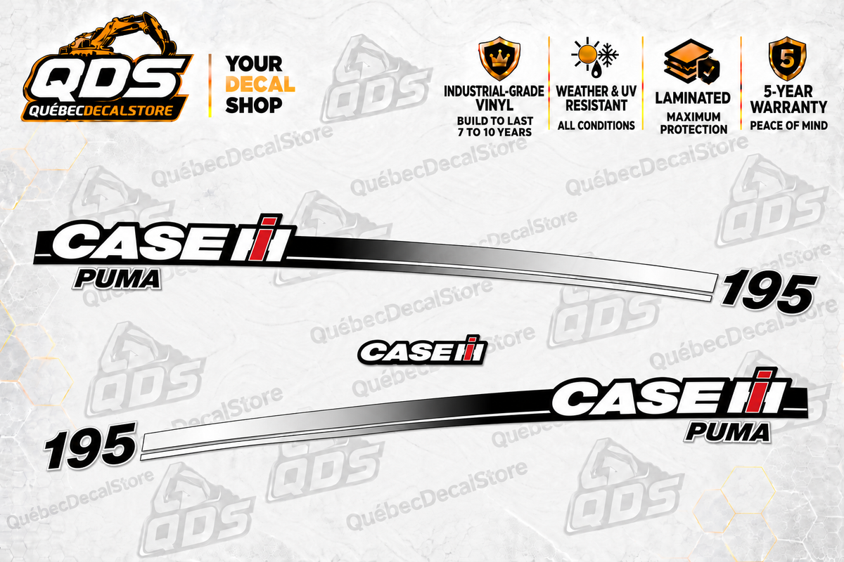 Case IH Puma 195 Tractor Decal Kit – pictured decorative markings by QuébecDecalStore