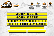 John Deere 2940 aftermarket hood decal set: two John Deere name stripes, two 2940 model stripes, one long plain stripe and two short trim pieces.