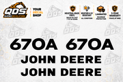 John Deere 670A Motor Grader Identification Decal Kit