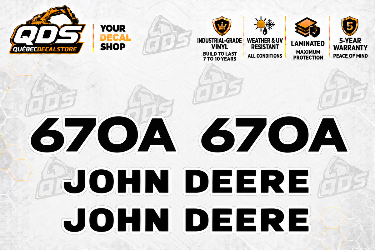 John Deere 670A Motor Grader Identification Decal Kit