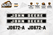 John Deere 672A Motor Grader Identification Decal Kit