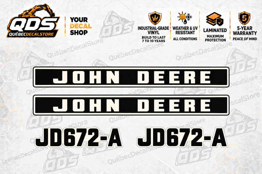 John Deere 672A Motor Grader Identification Decal Kit