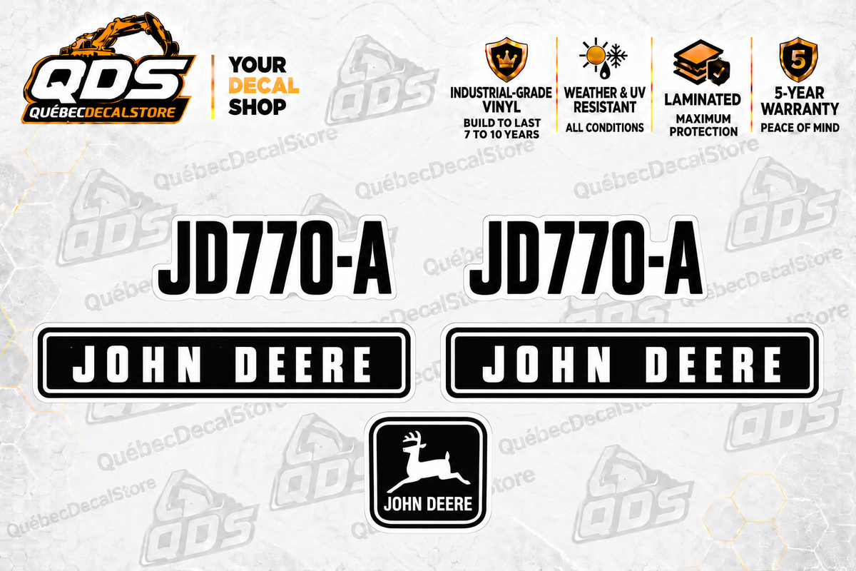 John Deere 770A Motor Grader Identification Decal Kit