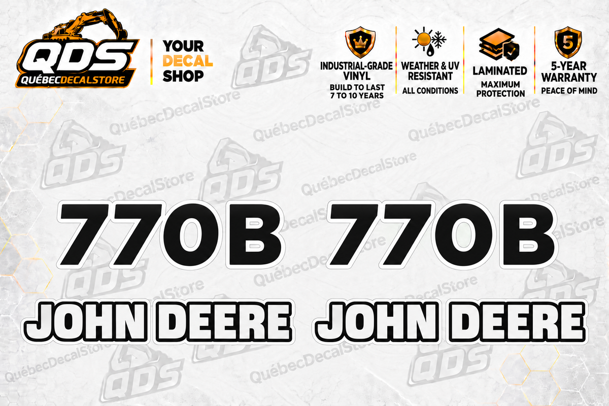 John Deere 770B Motor Grader Identification Decal Kit