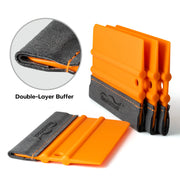 FOSHIO Double-Layer Felt-Edge Squeegees – 4 Pack