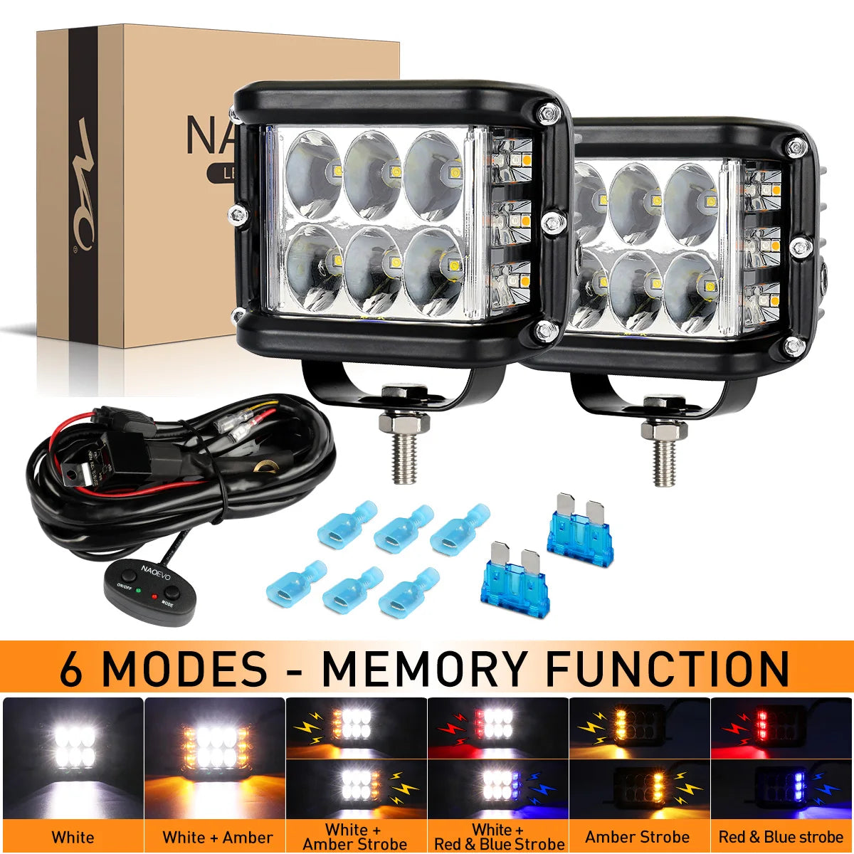 NAOEVO 4-Inch Multi-Mode Side-Shooter LED Pods – 12V/24V – product image