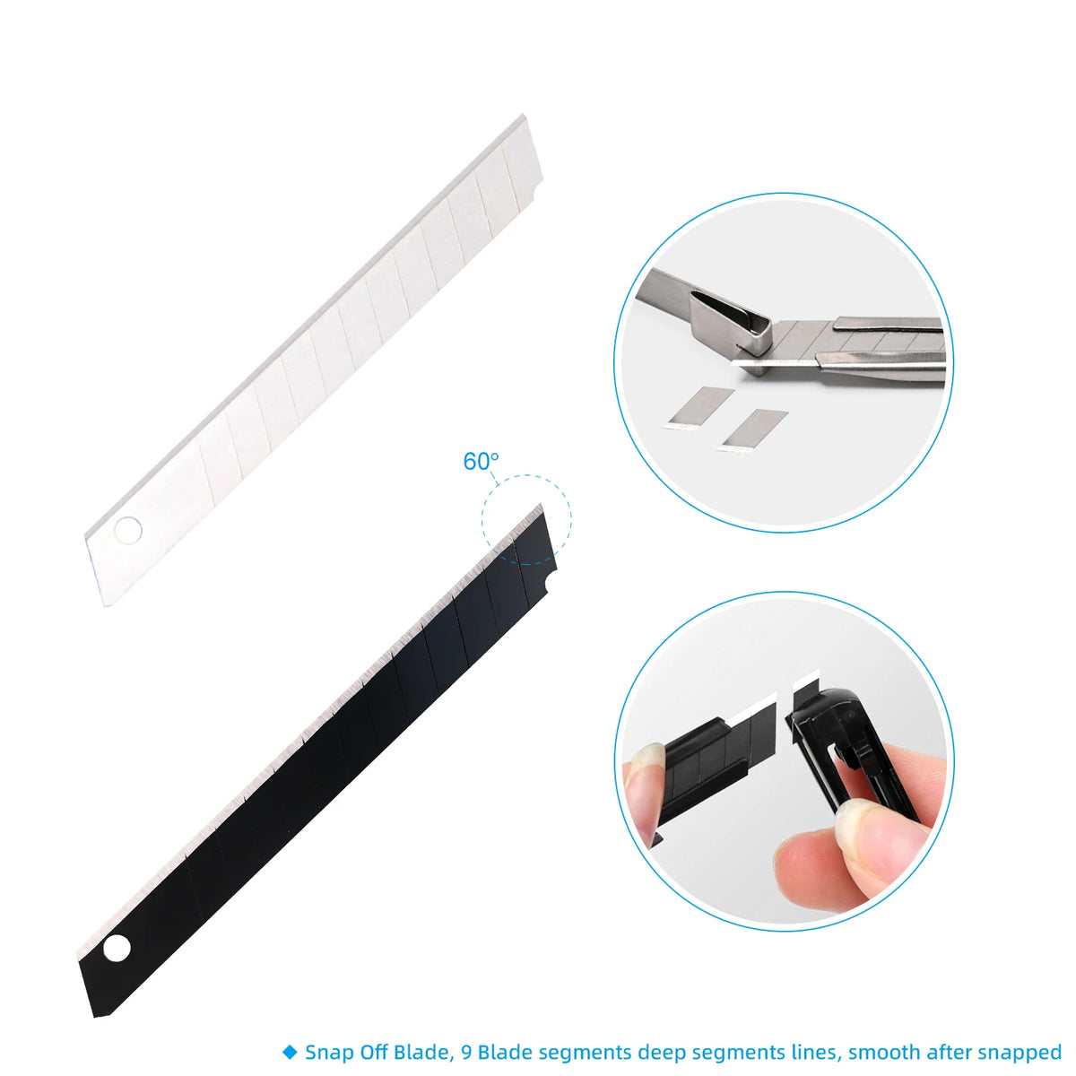 FOSHIO 9 mm Snap-Off Blades – 30° / 60° – 50 / 100 Pack