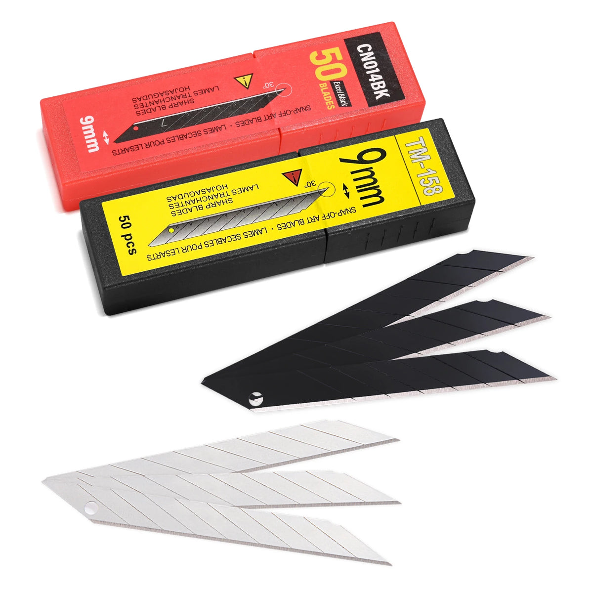FOSHIO 9 mm Snap-Off Blades – 30° / 60° – 50 / 100 Pack