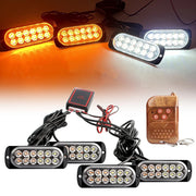 Amber LED Grille Strobe Kit – 4 Modules & Remote – 12V/24V