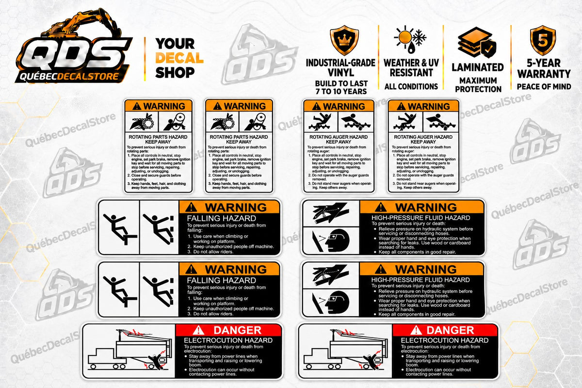 Auger Grain Trailer Safety Decal Kit – 10 Pieces