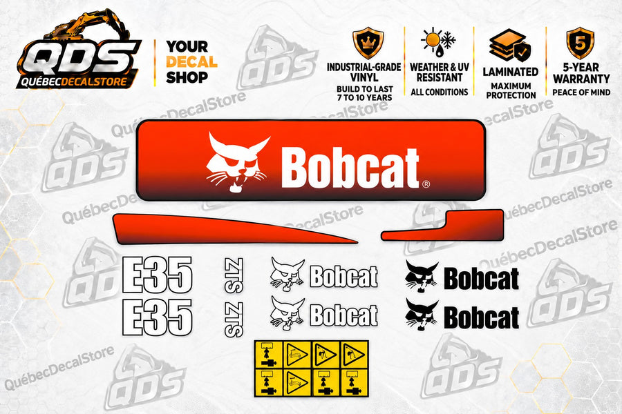 Bobcat E35 ZTS Mini Excavator Decal Kit with Safety Labels