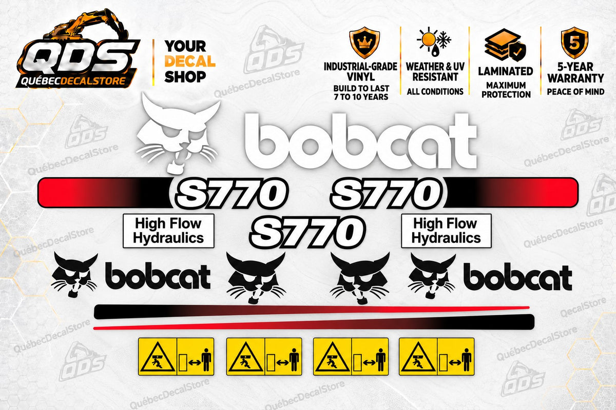 Bobcat S770 Decal Kit – 4 Double Safety Labels