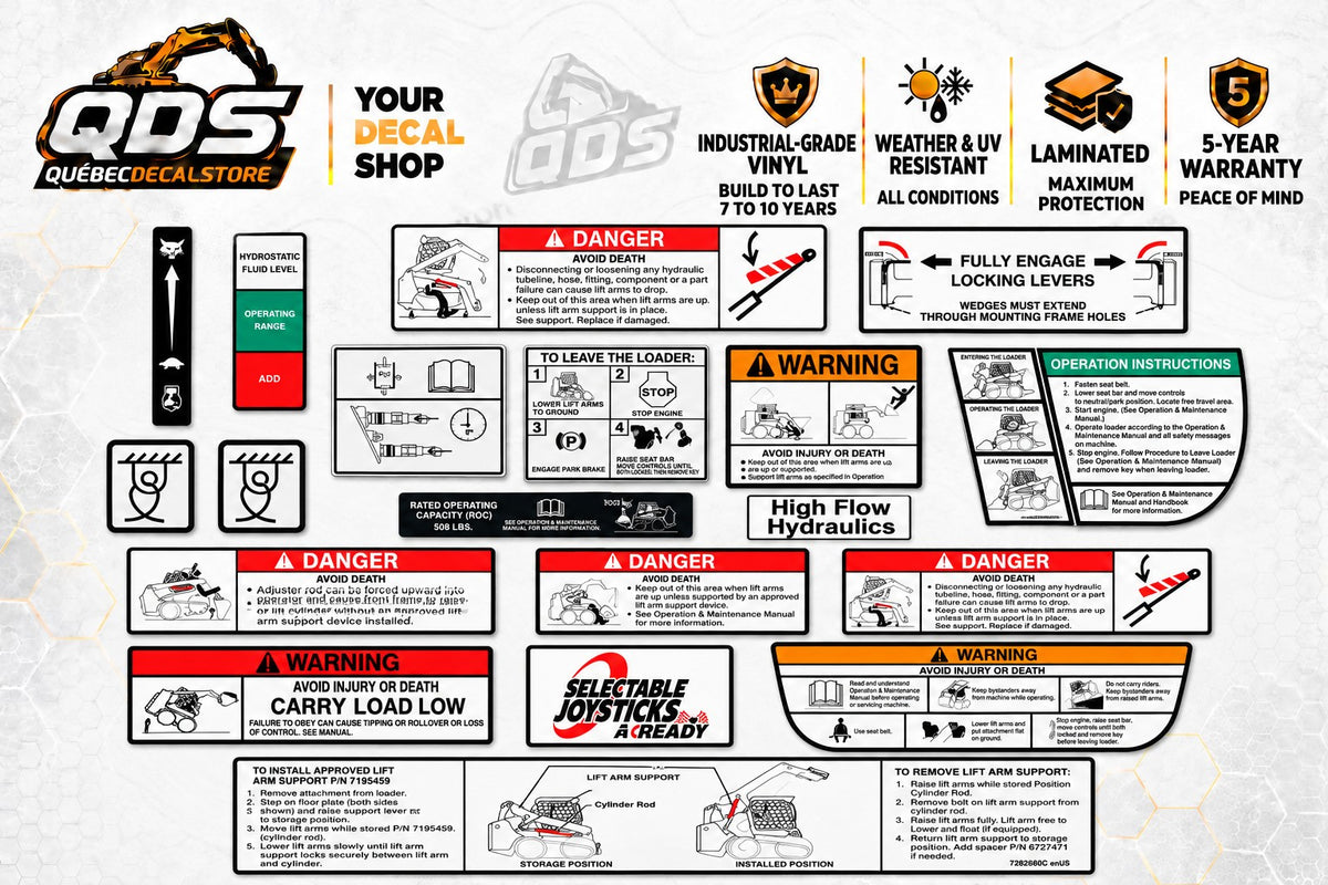 Bobcat Loader Safety & Control Decal Kit – Joystick Labels