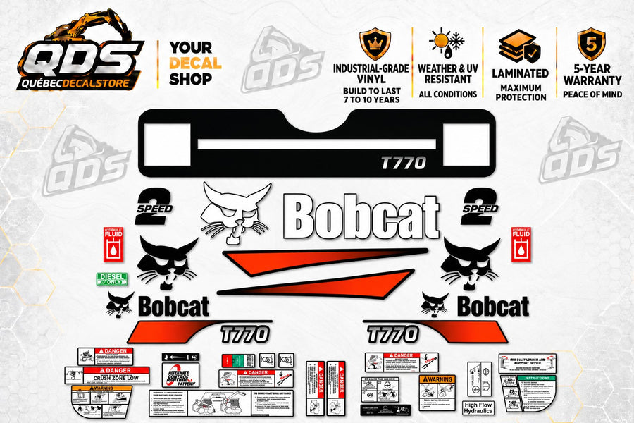 Bobcat T770 stickerset — zwart-witte graphics