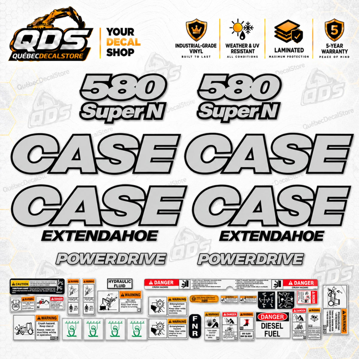 Kit de adesivos de reposição para retroescavadeira Case 580 Super N