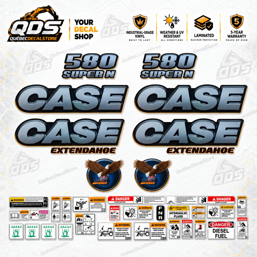 Case 580 Super N Decal Kit – Metallic-Look & Eagle Design