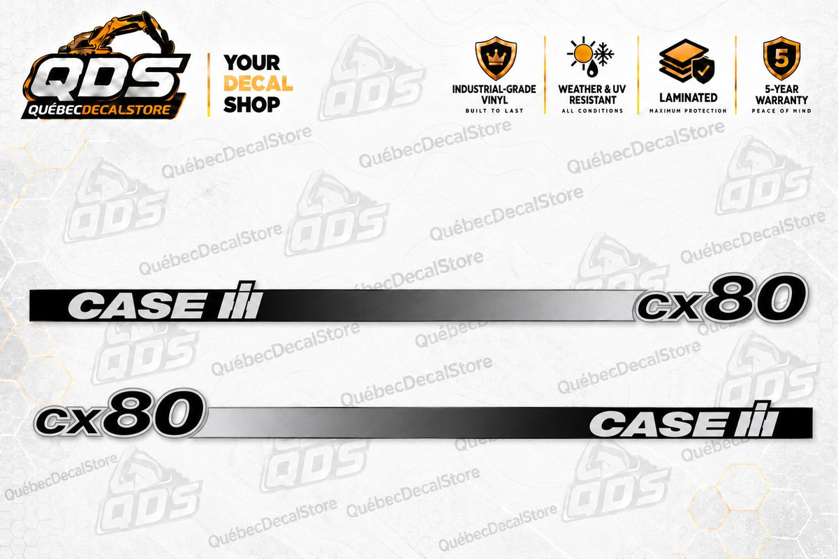 Kit de adesivos para escavadeira CASE CX80 – Faixas laterais