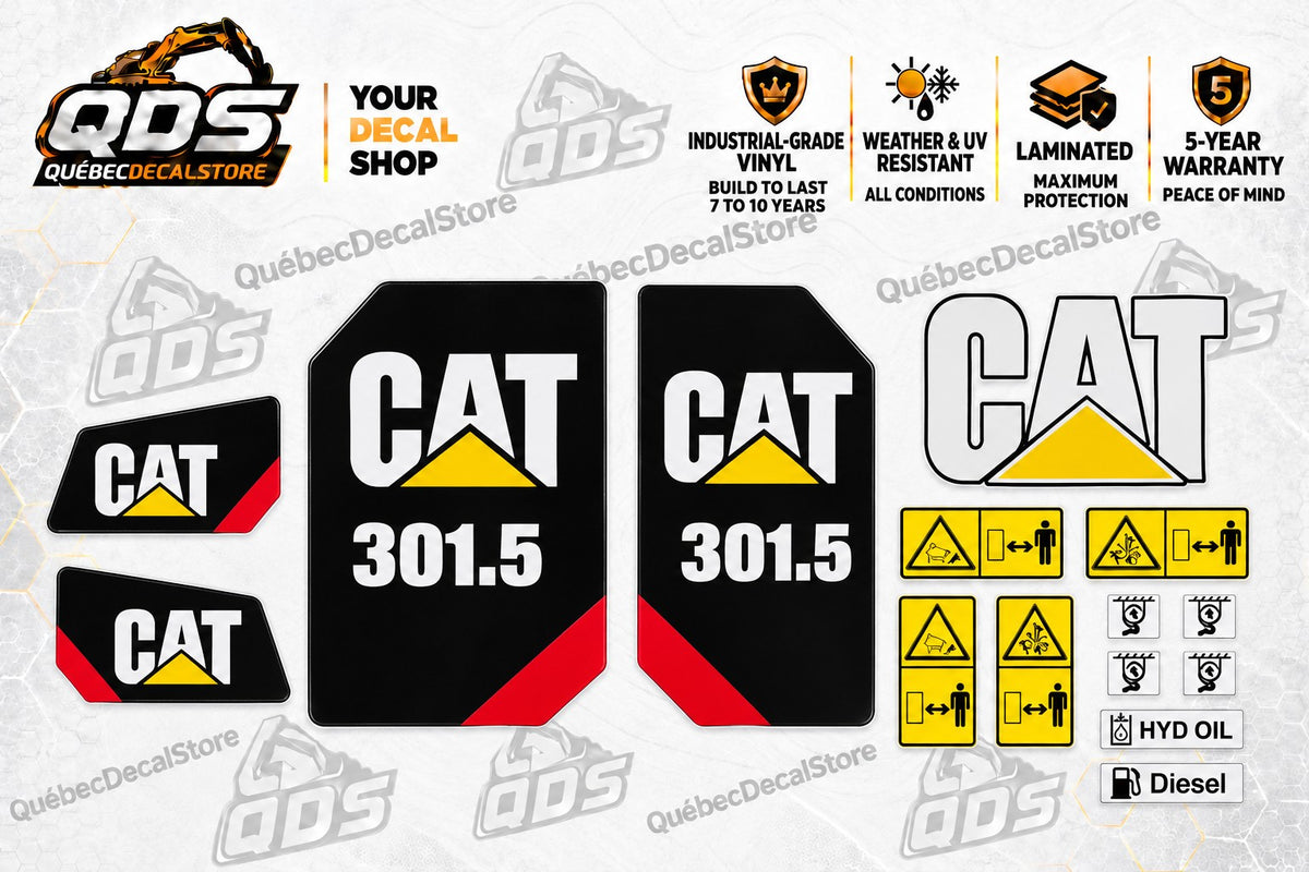 Caterpillar 301.5 Mini Excavator Decal Kit + Safety – Classic