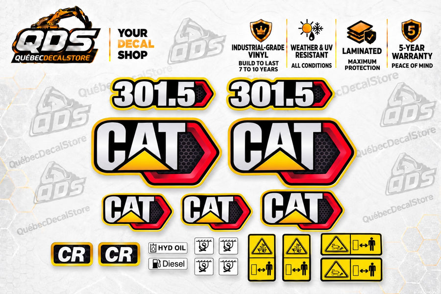 Caterpillar 301.5 CR Decal Kit + Safety – Chevron Style