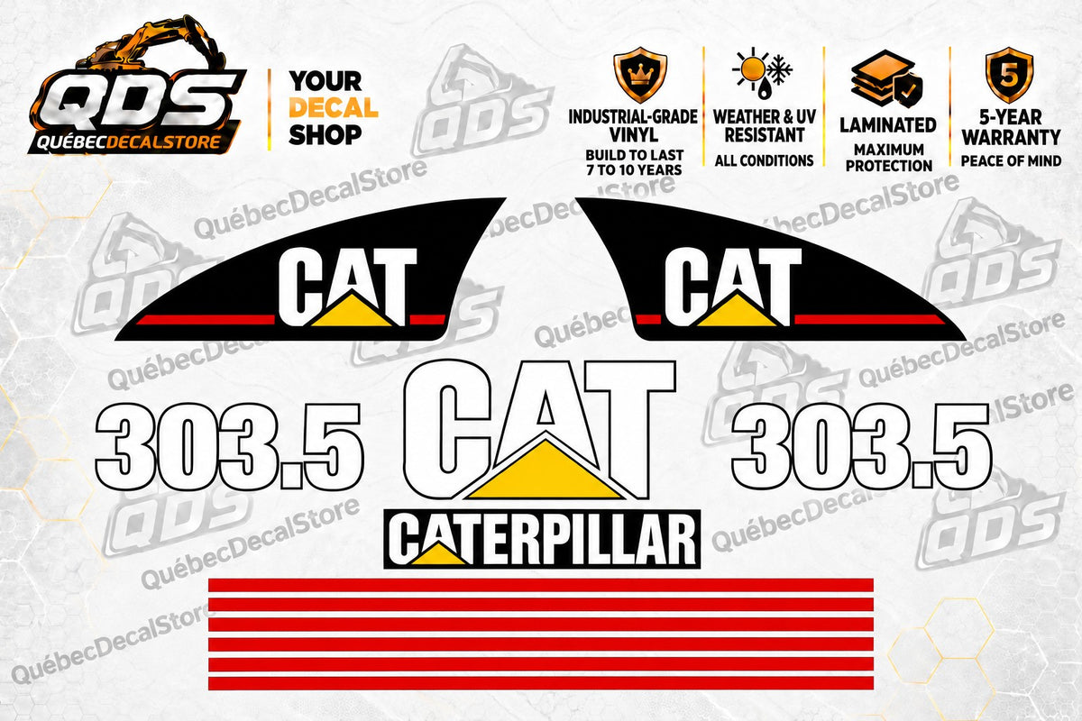 Caterpillar 303.5 mini excavator replacement decal kit - QuébecDecalStore