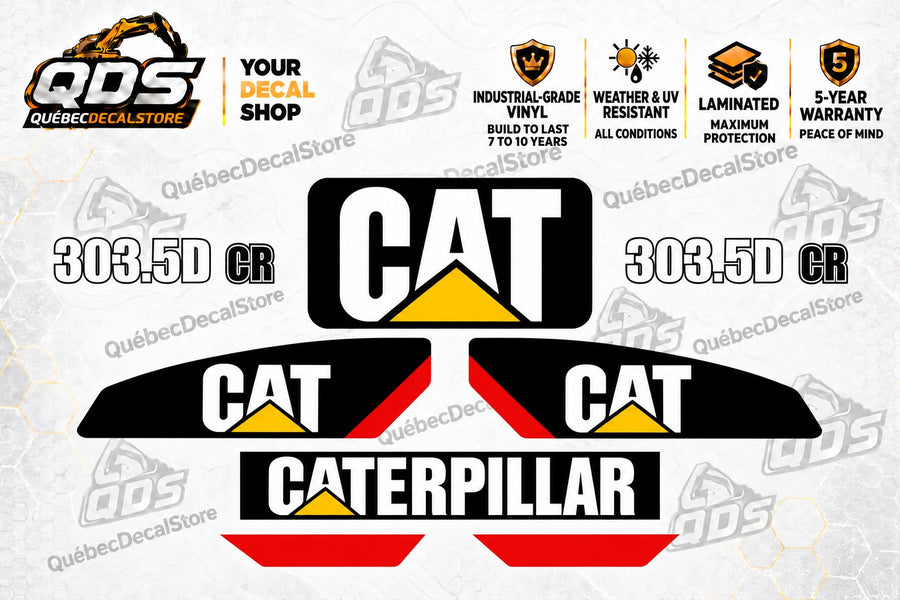 طقم ملصقات بديل لـ CAT 303,5D CR — يتضمن ملصقات السلامة