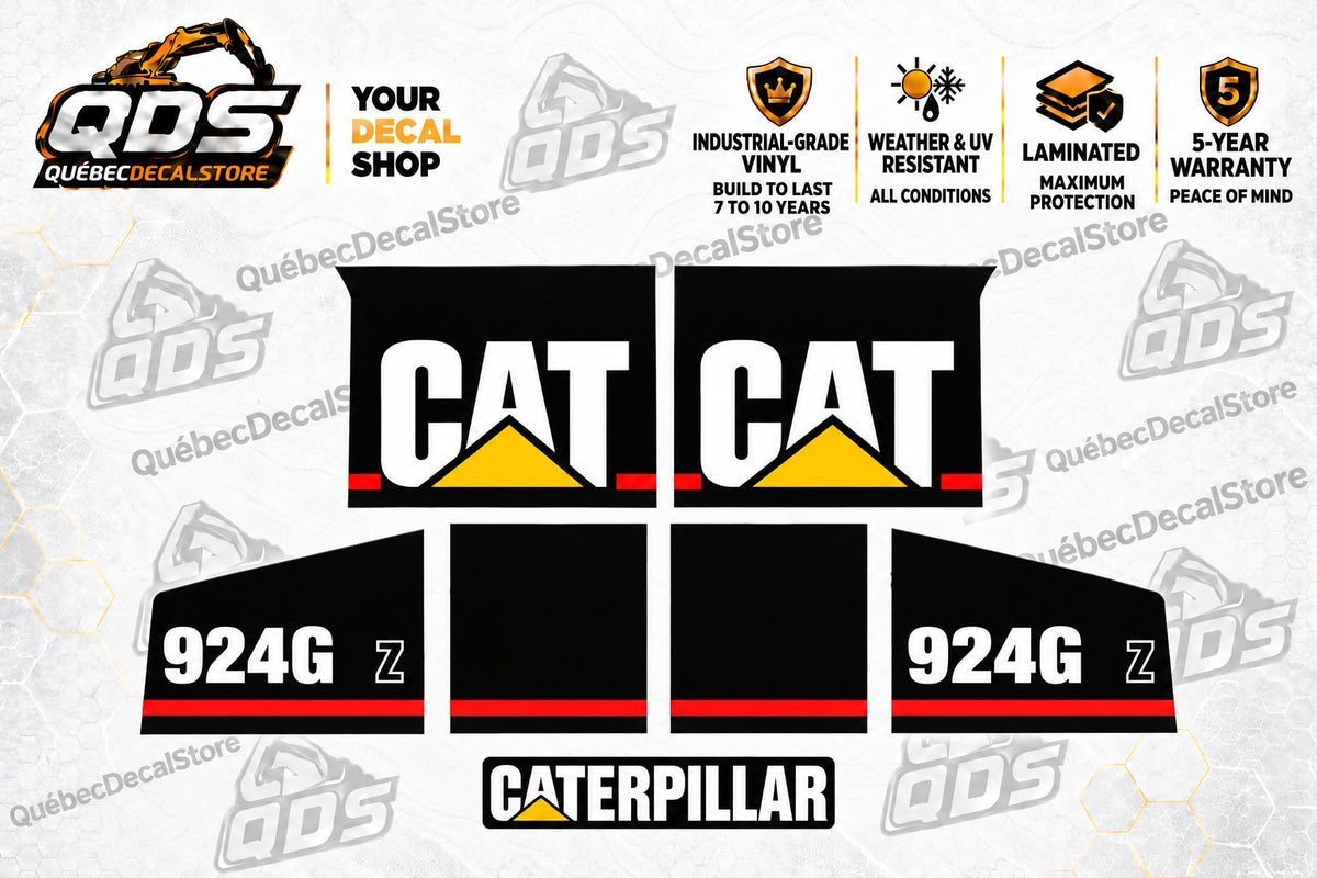 Caterpillar 924G Z wheel loader replacement decal kit, laminated vinyl, QuébecDecalStore