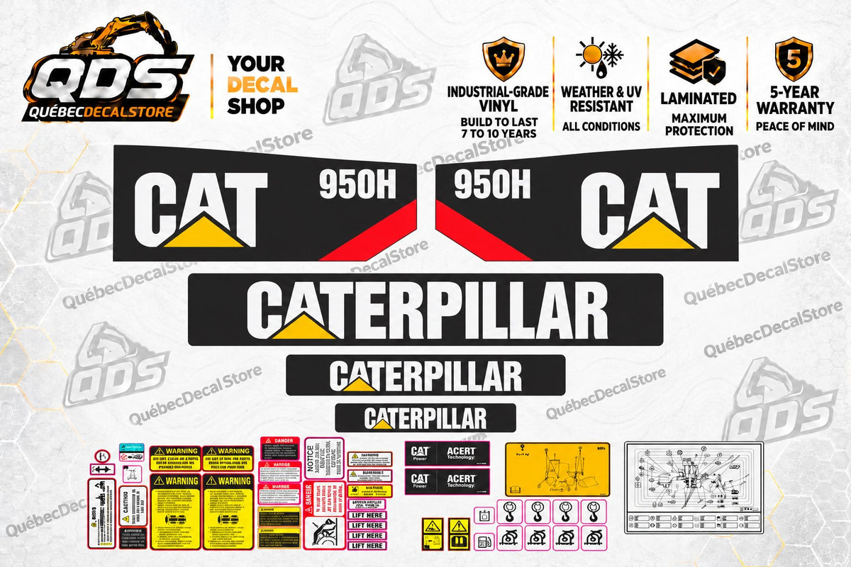 Caterpillar 950H Wheel Loader Decal Kit – Safety Included