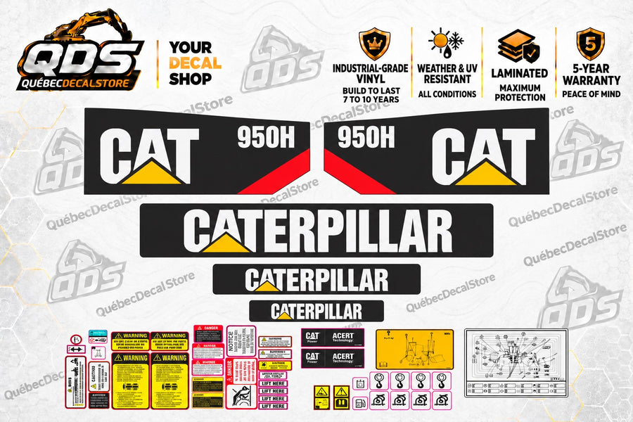 Caterpillar 950H Wheel Loader Decal Kit – Safety Included
