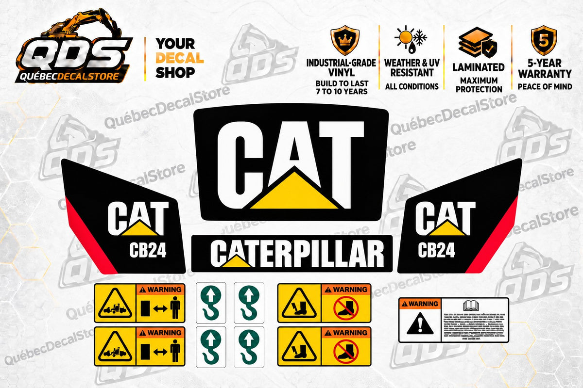 Caterpillar CB24 Roller Decal Kit with Safety Labels