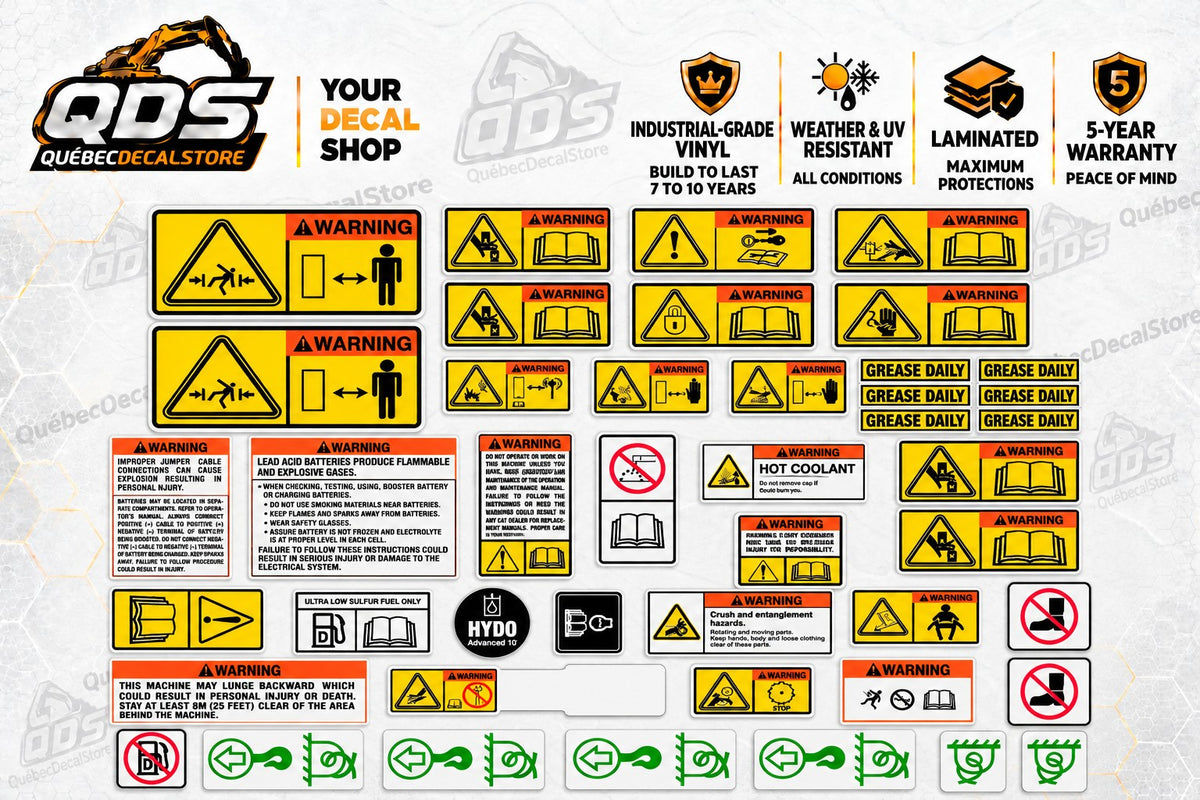 Caterpillar Motor Grader Safety & Warning Decal Kit