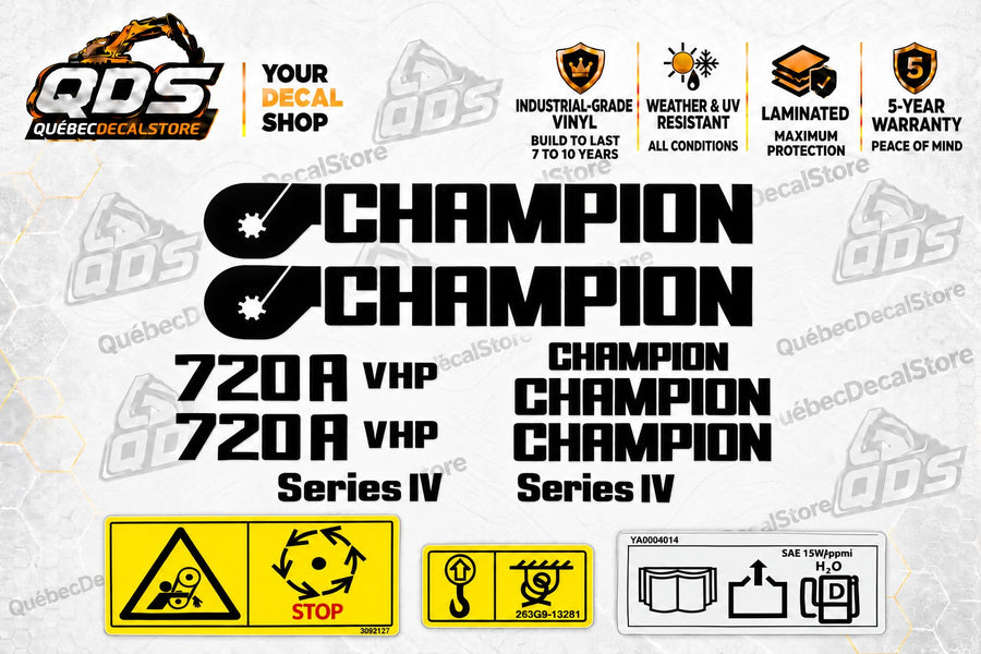 Champion 720A VHP Series IV Grader Decal Kit – Inline VHP