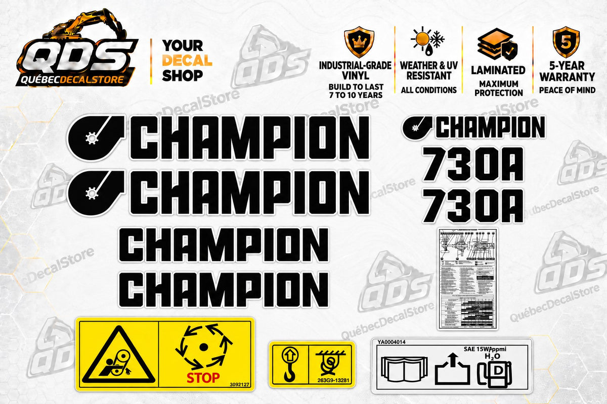 Champion 730A Grader Decal Kit