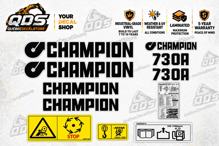 Champion 730A Grader Decal Kit
