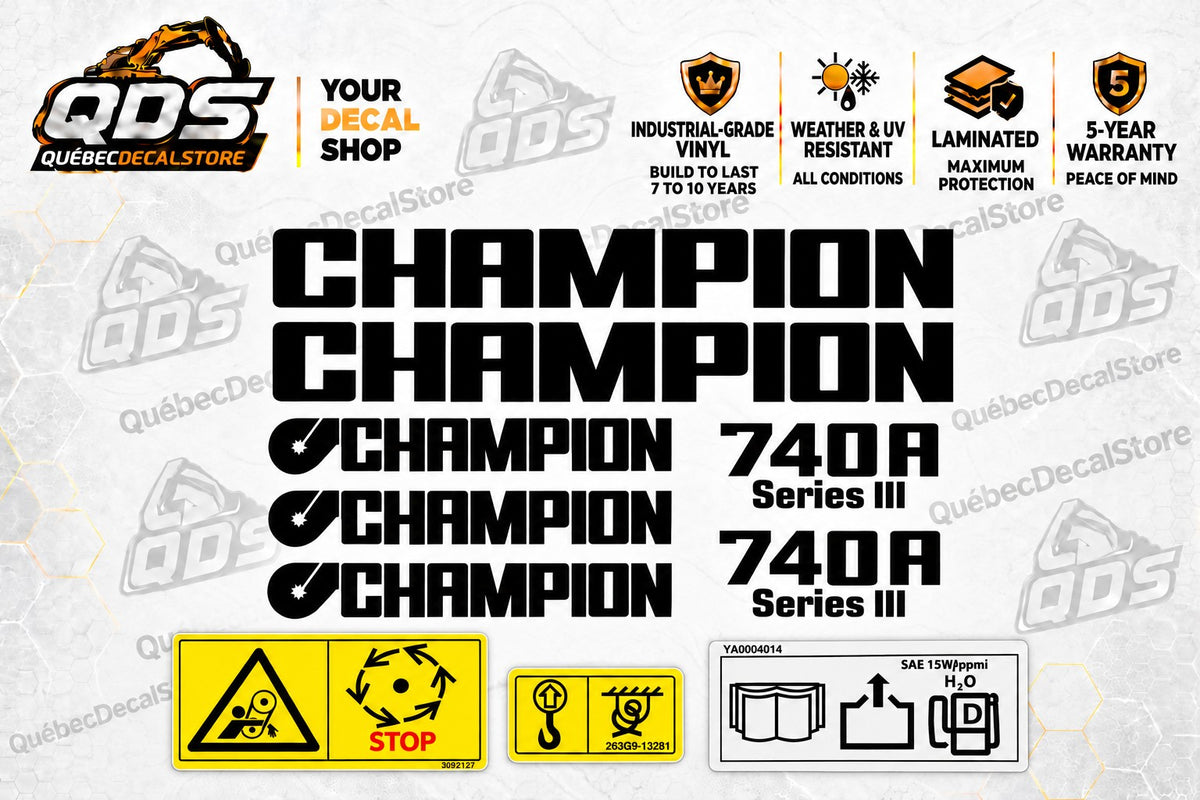 Champion 740A Series III Grader Decal Kit