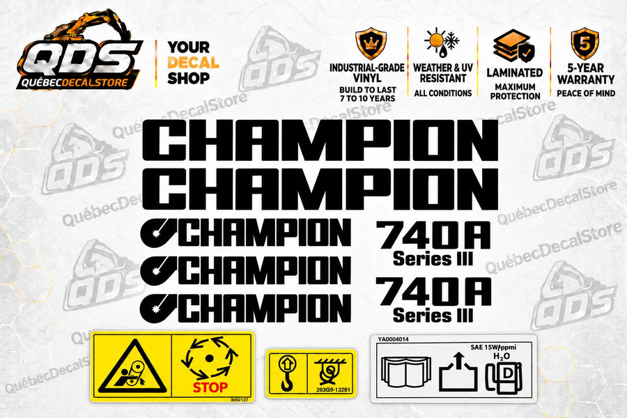 Champion 740A Series III Grader Decal Kit