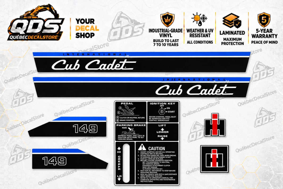 Cub Cadet 149 Garden Tractor Decal Kit – Blue Stripes