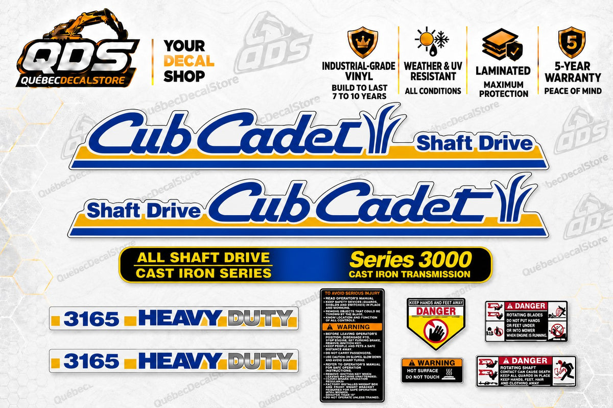 Cub Cadet 3165 Series 3000 Garden Tractor Decal Kit