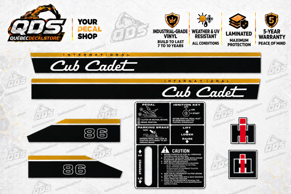 Cub Cadet 86 Garden Tractor Decal Kit – Black & Gold