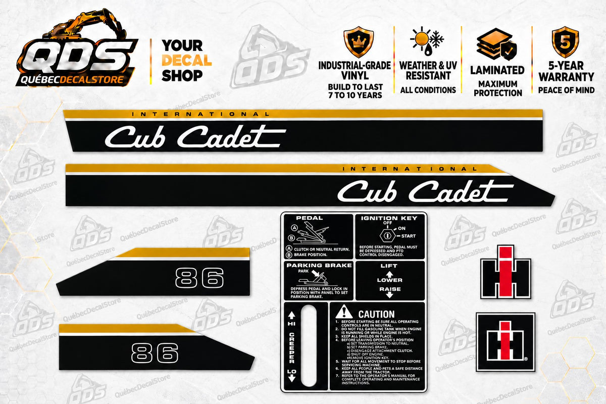 Cub Cadet 86 Garden Tractor Decal Kit – Black & Gold