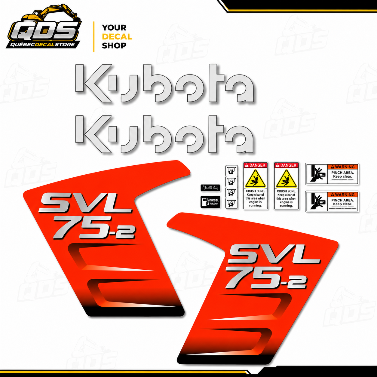 KUBOTA SVL75-2 Decal Kit / Kit Complet de Décalcomanies