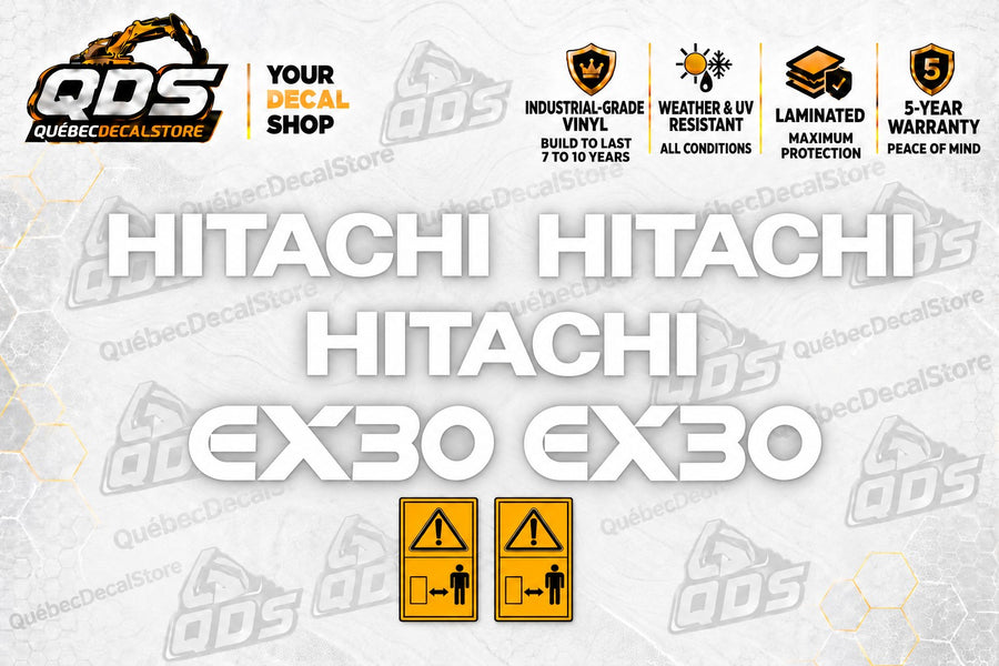 Hitachi EX30 Mini Excavator Decal Kit – White Graphics